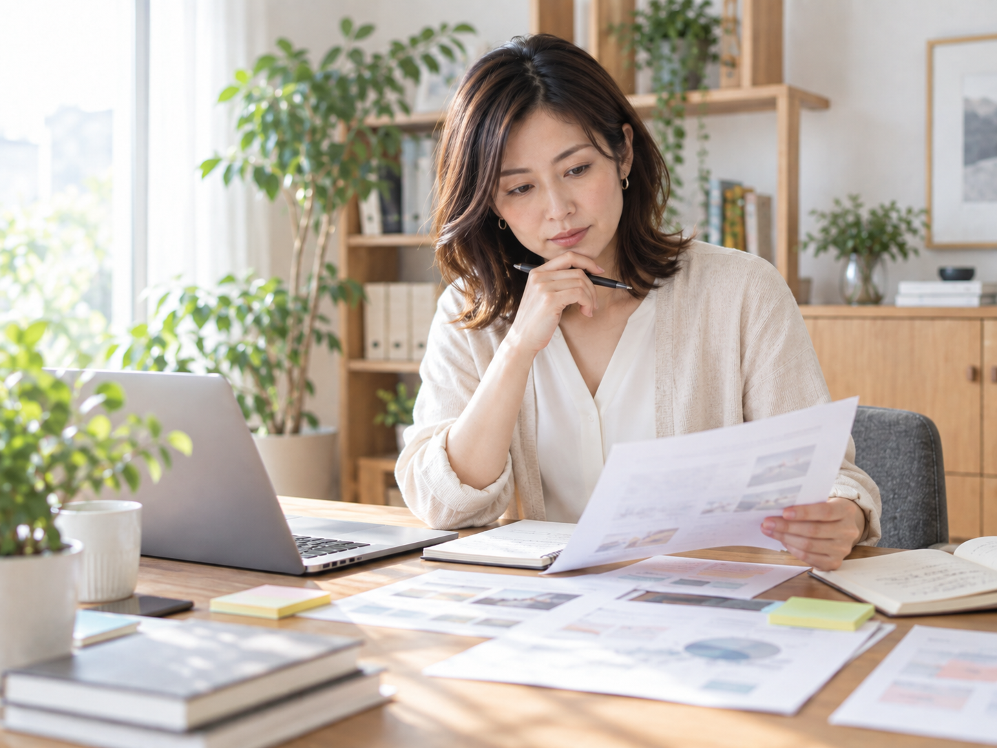 資料を確認しながら人が判断する工程を整理する個人事業主